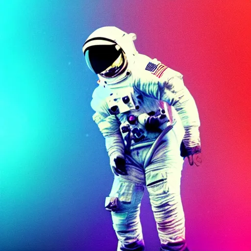 Image similar to an astronaut moonwalk dancing on the moon, kpop style colors, smokey background, still cut