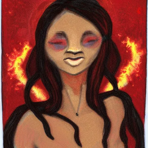 Image similar to portrait of cute girl made of lava magma