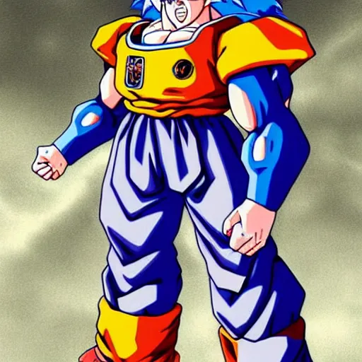 Prompt: Goku as a Space Marine his pants look like Goku's pants, high detail, warhammer 40k, dragonball