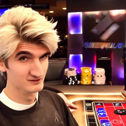 Image similar to really handsome gigachad xqc gambling : : realistic : : 1 dslr : : 1 - - quality 2