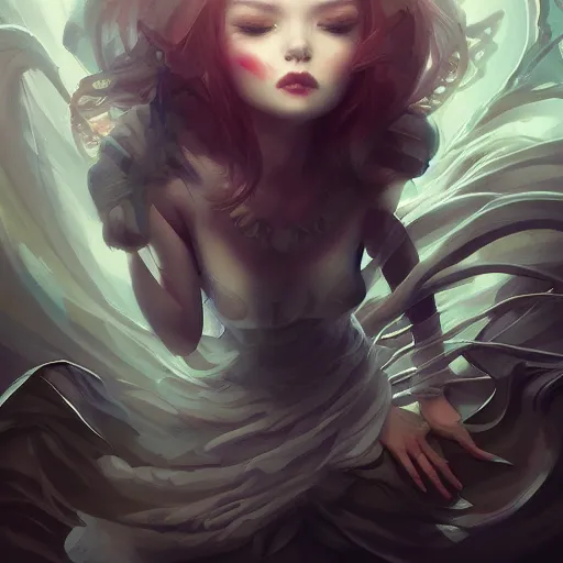 Prompt: advanced digital art,in death i am somehow more alive, cinematic lightingtrending on pixiv, Artgerm, WLOP, Rossdraws, James Jean, Andrei Riabovitchev, Marc Simonetti, and Sakimichan