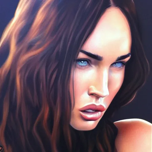 Prompt: megan fox sticking her tongue out. hyperrealistic portrait, photo realistic, poster, artstation, volumetric lighting, digital art, very detailed face by magali villeneuve