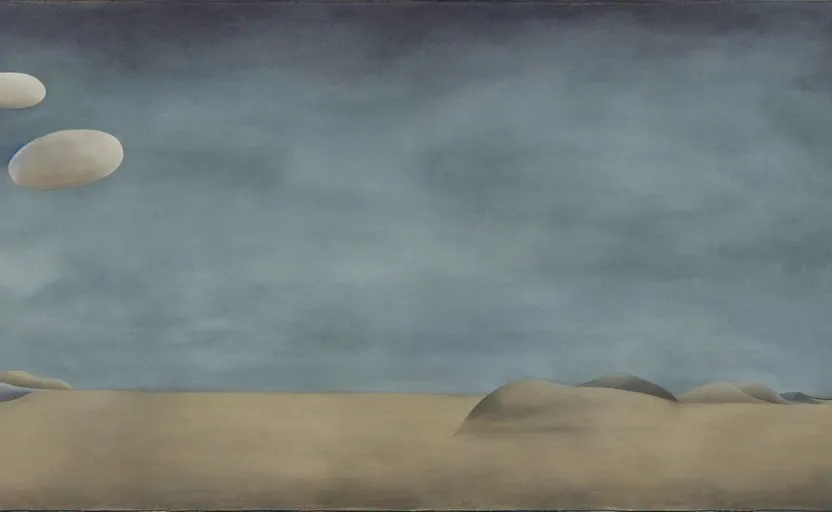 Prompt: otherworldly surreal dream-like landscape by Leonora Carrington, Gertrude Abercrombie, Dorothea Tanning, Helen Lundeberg, Kay Sage, Valentine Hugo, Toyen, Ithell Colquhoun