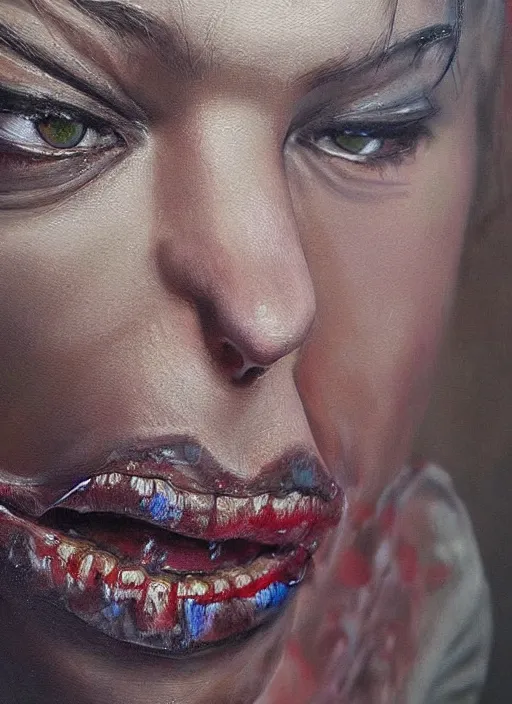 Prompt: realistic detailed painting, 👺🚷, the title of a hyper realistic painting that very detailed is the homonous unrelationship with pathel