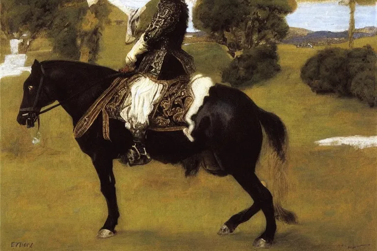 Prompt: 1 7 th century cavalier, edwin austin, green