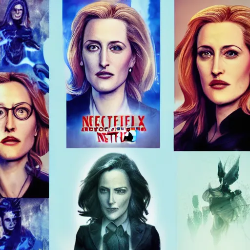 Image similar to gillian anderson portrait, arcane netflix, arcane jayce, arcane vi, arcane jinx, concept portrait, riot, acrace catoon, detailed expression, high quality, cinematic lighting, fantasy, reflective, spotlight, digital artwork