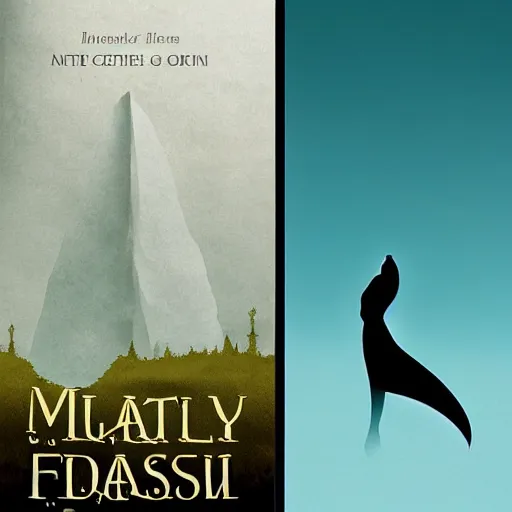 Prompt: minimalistic fantasy book cover illustrations