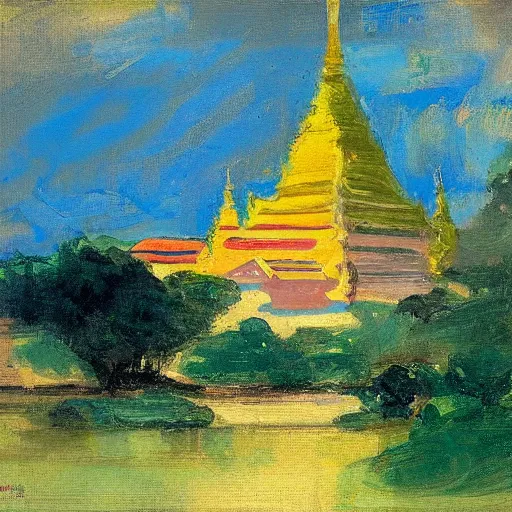 Prompt: Luang Prabang in the style of Henry Ossawa Tanner