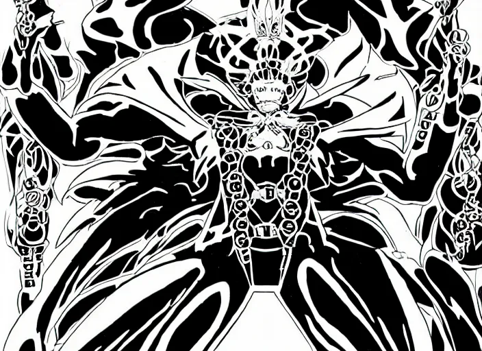 Prompt: shin megami tensei art of a demon called black! volga!!, car!!!!, gaz - 3 1 1 0 5!!, art by kazuma kaneko, demonic! compedium!, digital drawing, white background, high quality, highly detailed