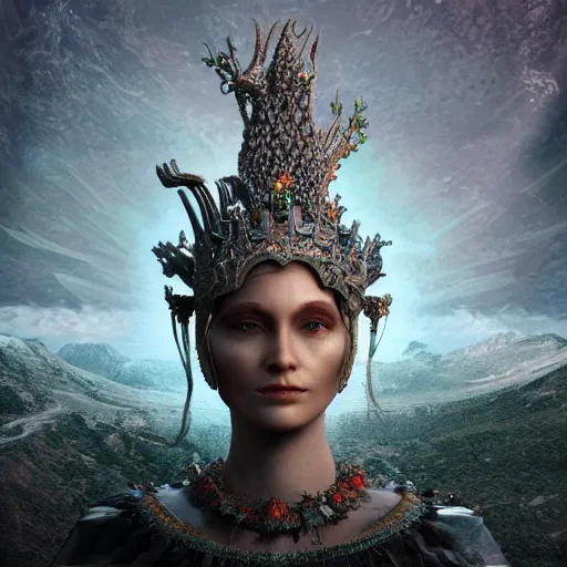 Prompt: the earth queen, 4 k, intricate detailed, jaw dropping, gorgeous, surreal, octane render