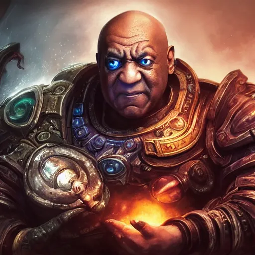 Image similar to bill cosby as an alchemist, mixing potions, league of legends amazing splashscreen artwork, gears of war, splash art, natural light, elegant, photorealistic facial features, intricate, fantasy, detailed face, atmospheric lighting, anamorphic lens flare, cinematic lighting, league of legends splash art, hd wallpaper, ultra high details by greg rutkowski