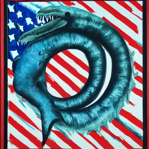 Image similar to patriotic leviathan painted by jasper johns in style of authoritarian propaganda