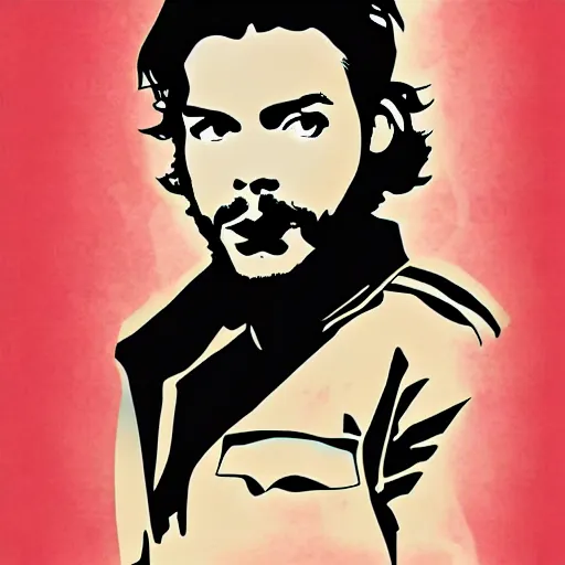Prompt: Harry Styles as Che Guevara, dramatic digital art