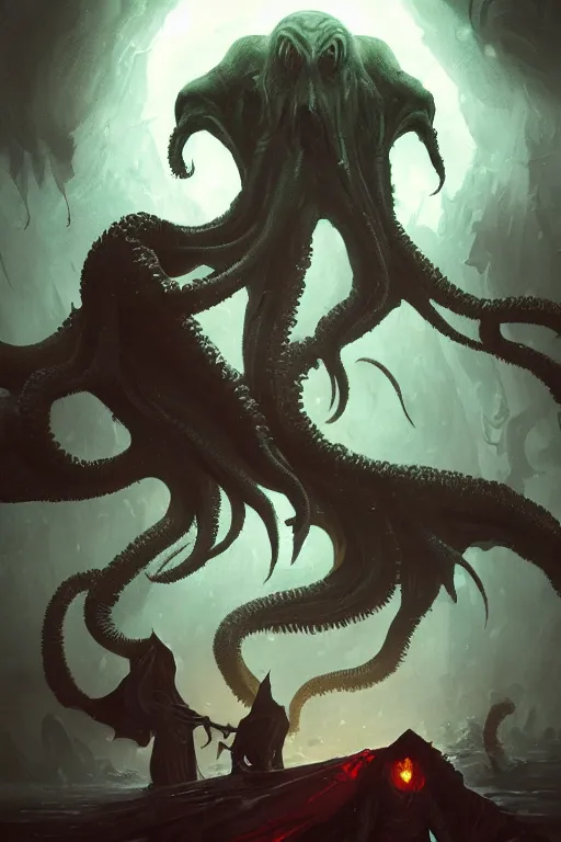 Image similar to cthulhu, storm, digital art, magic the gathering, mtg, by greg rutkowski, trending on artstation