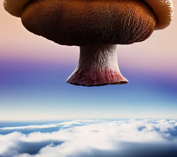 Image similar to a giant mushroom covers a whole kingdom and reaches above the clouds. intricate. lifelike. soft light. sony a 7 r iv 5 5 mm. cinematic post - processing
