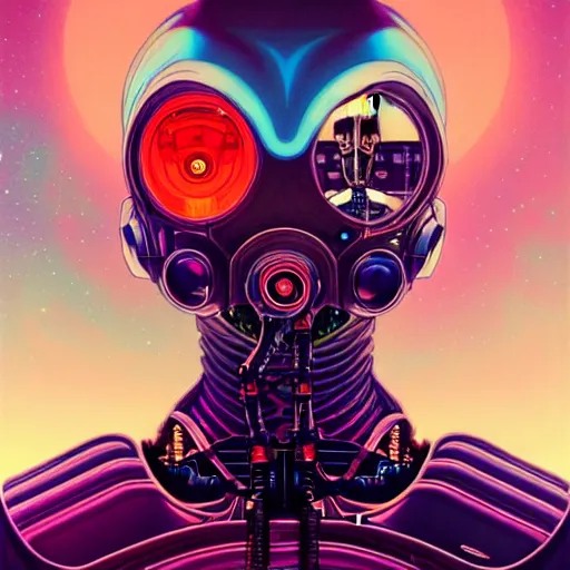 Prompt: high quality high detail portrait of a cybernetic diesel punk in an alien world, tristan eaton, victo ngai, artgerm, rhads, ross draws, hyperrealism, intricate detailed, alphonse mucha, 8 k, sci - fi, pastel colors, artstation,