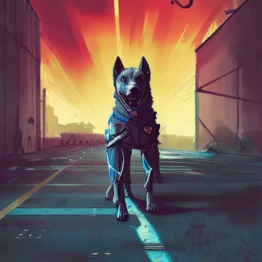 Image similar to cyber dog panzerwolf from steel, by ian pesty and alena aenami