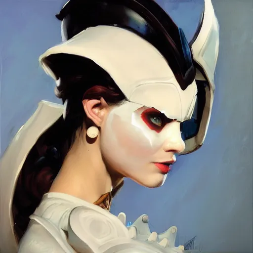 Image similar to greg manchess portrait painting of partially armored white queen from alice in wonderland as overwatch character, medium shot, asymmetrical, profile picture, organic painting, sunny day, matte painting, bold shapes, hard edges, street art, trending on artstation, by huang guangjian, gil elvgren, ruan jia, randy vargas, greg rutkowski