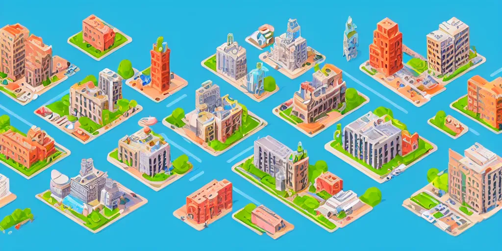 Image similar to cute isometric city