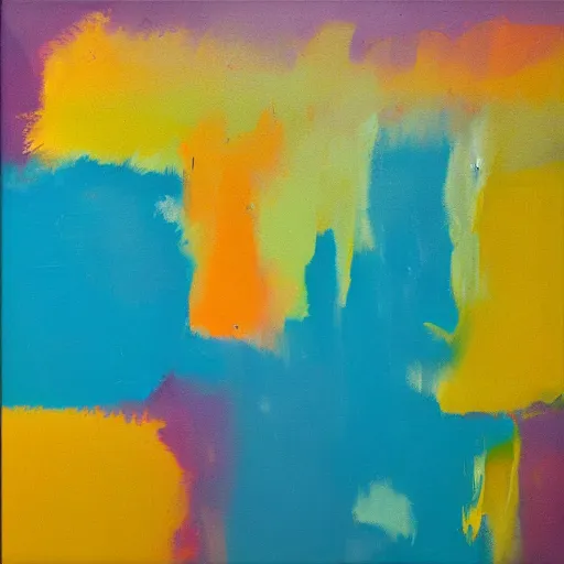 Image similar to a beautiful abstract turquoise, purple, orange and yellow impasto textured painting by gerhard richter, texture