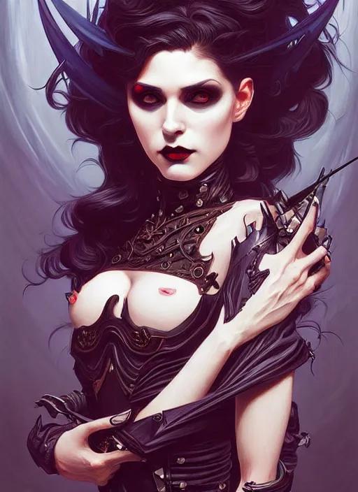 Image similar to hyper detailed ultra sharp painting of a elite vampire count. trending on artstation, warpaint aesthetic, darkwave, gothic, eerie, ornate, intricate, digital painting, concept art, smooth, sharp focus, illustration, art by artgerm and james jean, gilleard james and alphonse mucha, 8 k