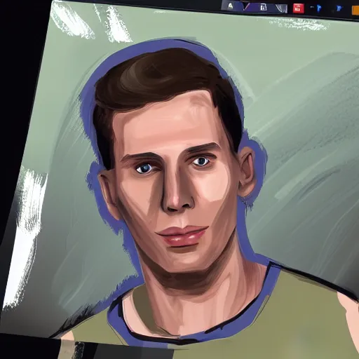 Image similar to high - quality digital painting of jerma 9 8 5, jerma