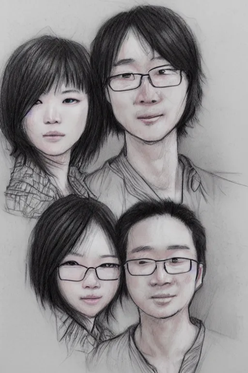 Image similar to someone behind us, sketch and art by jacqueline e, bo feng lin