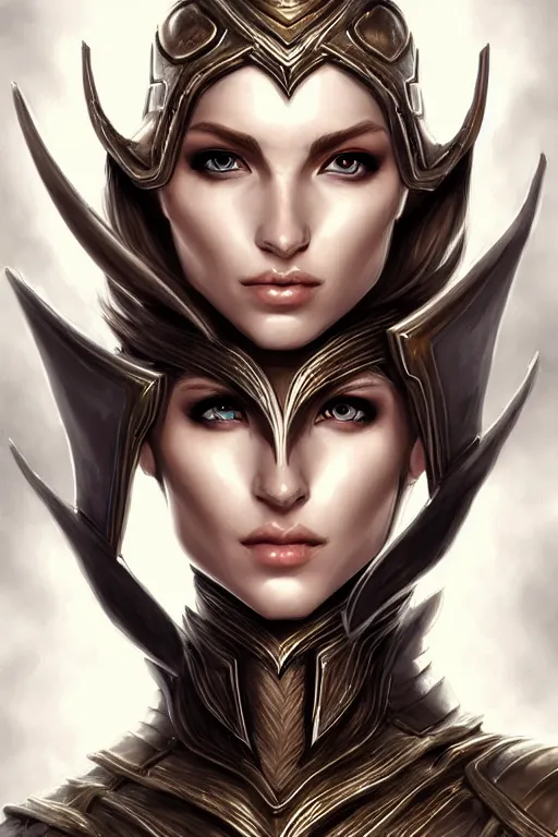 Prompt: head and shoulders portrait of an eldritch knight, elf, beautiful, female, breastplate, magical, high fantasy, d & d, by artgerm, face details, extremely detailed, digital illustration