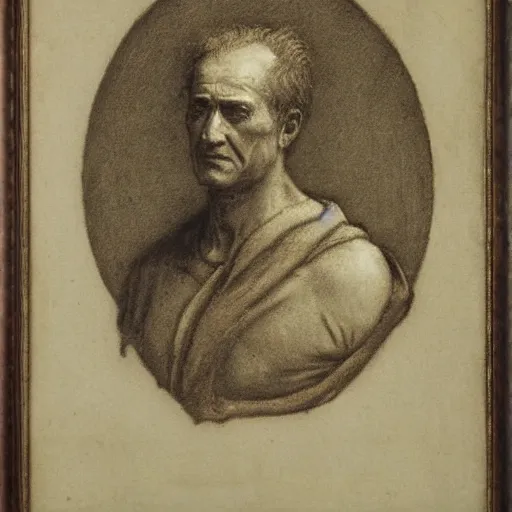 Prompt: A realistic portrait of Julius Caesar by Henri Fantin-Latour,