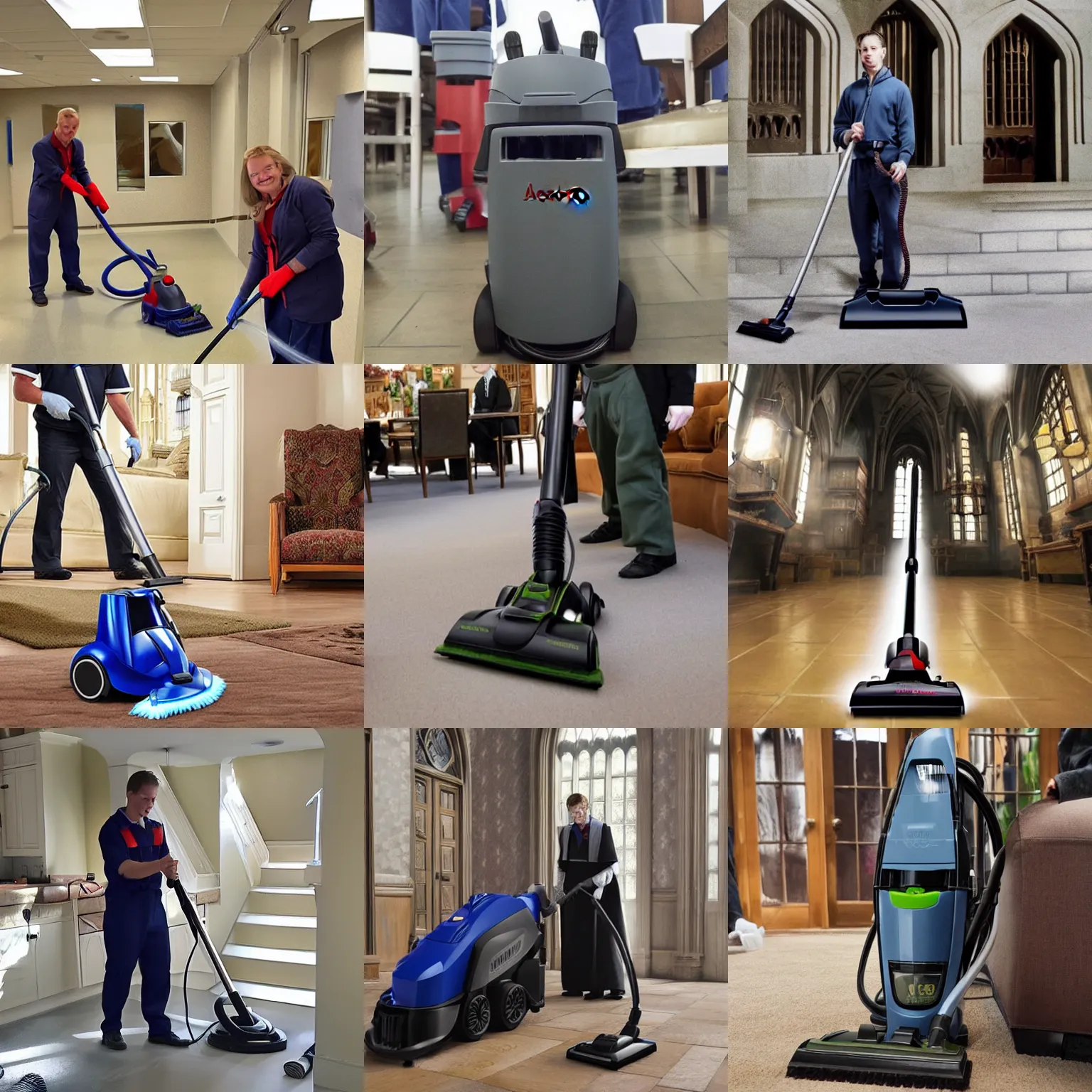 Prompt: a vaccum cleaner at hogwarts