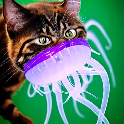 Image similar to a cat - jellyfish - hybrid, animal photography