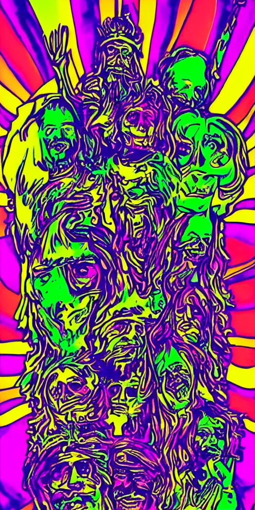 Prompt: a psychedelic black-light poster for a little band I like to call... the Grateful Dead!