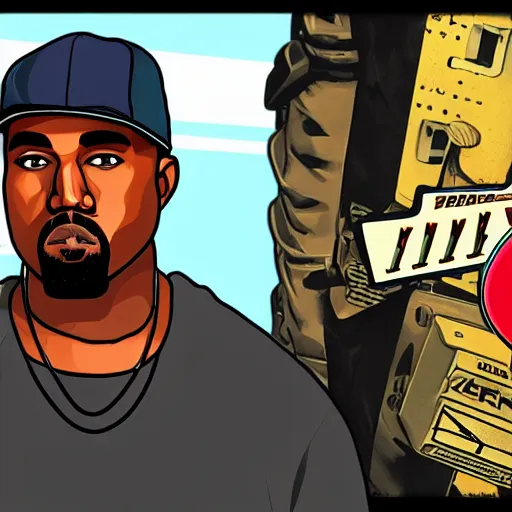 Image similar to Kanye with an RPG official GTA artwork midshot