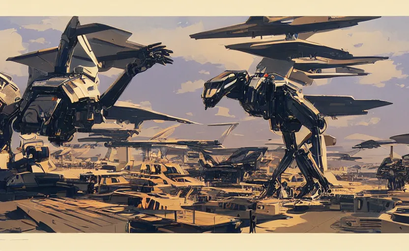 Prompt: way too many giant robot birds, art by syd mead, extremely detailed, high quality,