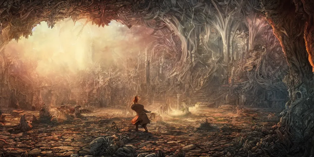 Image similar to we have also come to this hallowed spot to remind america of the fierce urgency of now. ultrafine highly detailed colorful illustration, intricate linework, sharp focus, octopath traveler, final fantasy, unreal engine highly rendered, global illumination, radiant light, intricate environment