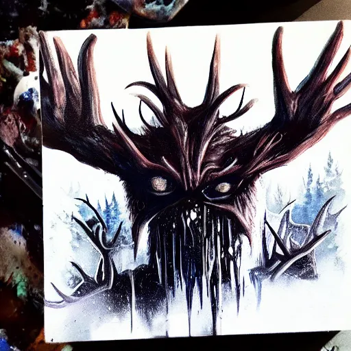 Image similar to until dawn wendigo, painting