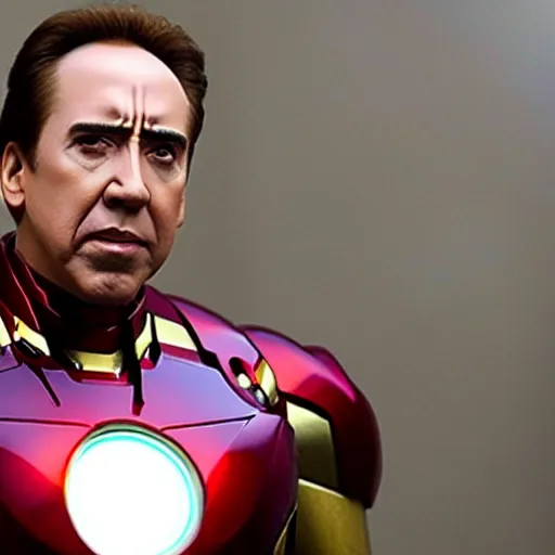 Image similar to nicholas cage as iron man