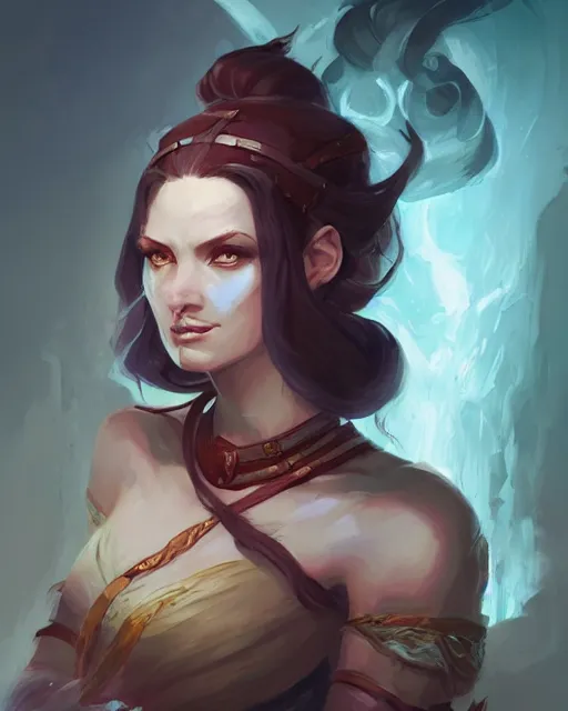 Image similar to Ovlin :: Monk, pretty, beautiful, DnD character art portrait, matte fantasy painting, DeviantArt Artstation, by Jason Felix by Steve Argyle by Tyler Jacobson by Peter Mohrbacher, cinematic lighting