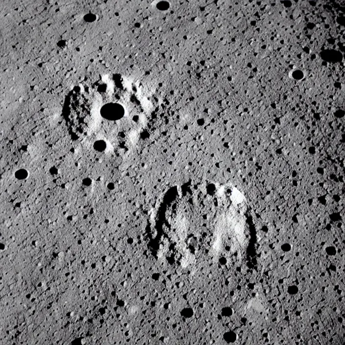 Prompt: boot heel print on the lunar surface look like the punisher symbol