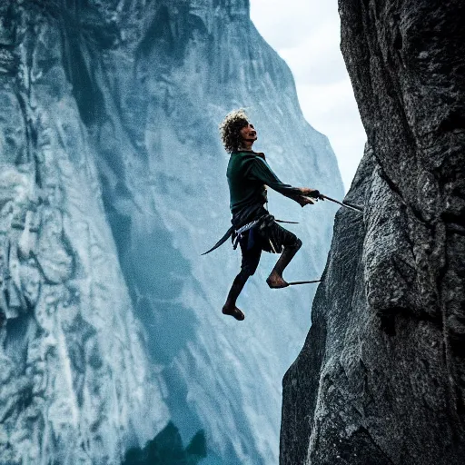 Image similar to adam ondra as gandalf, adam ondra face on gandalf, epic lighting