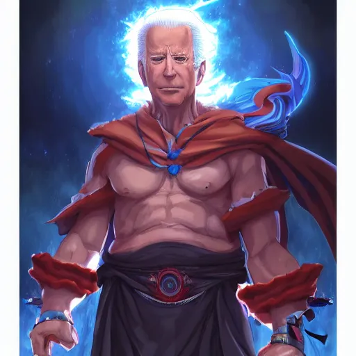 Image similar to anime portrait of Joe biden as a shaman yedi using dark force to eliminate trump as an anime antagonist by Stanley Artgerm Lau, WLOP, Rossdraws, James Jean, Andrei Riabovitchev, Marc Simonetti, and Sakimichan, trending on artstation