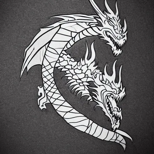 Image similar to lineart of a dragon tattoo stencil