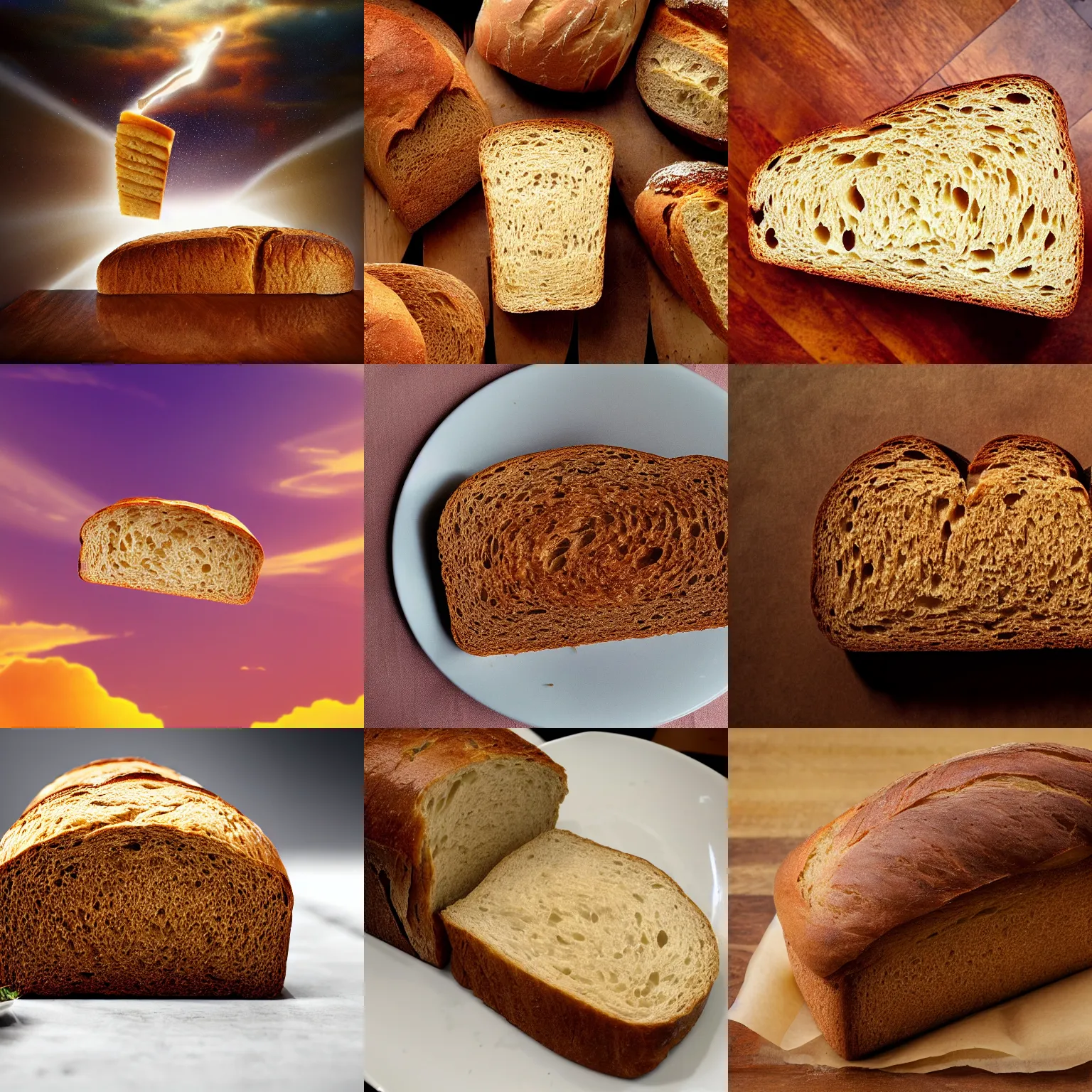 Prompt: a slice of bread ascending to heaven