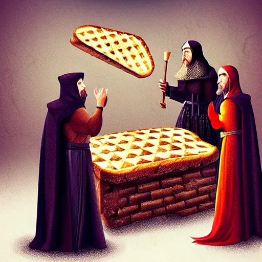 Image similar to medieval toast with king, queen and guests, realistic, artstation, fantasy