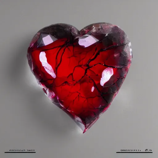 Image similar to crystaline heart filled with blood veins and fire