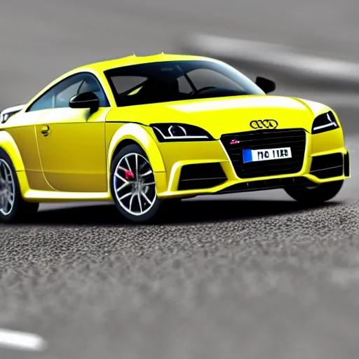 Prompt: blender photorealistic reproduction of an audi tt drifting wet asphalt corner ribbon