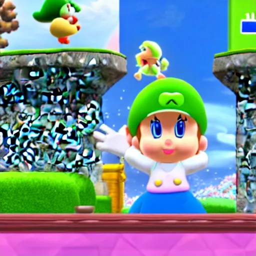 Image similar to yoshi as rosalina from super mario galaxy, in game screenshot, official nintendo