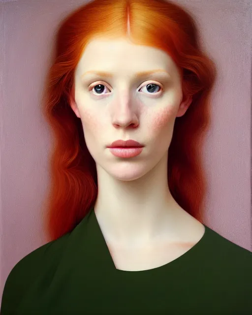 Prompt: portrait of an ethereal ginger beauty, by mary jane ansell