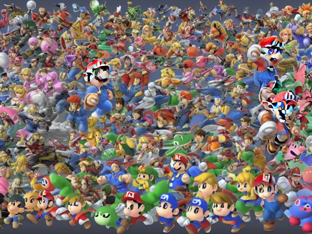 Prompt: super smash bros large character selection screen