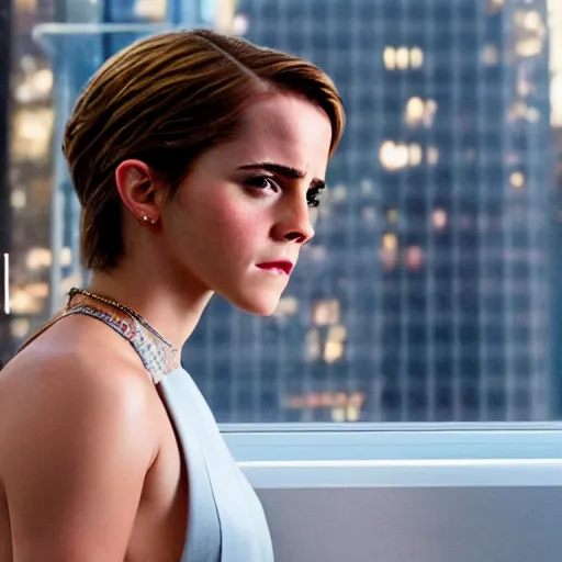 Image similar to Emma Watson starring as Naomi Lapaglia in Wolf of Wall Street